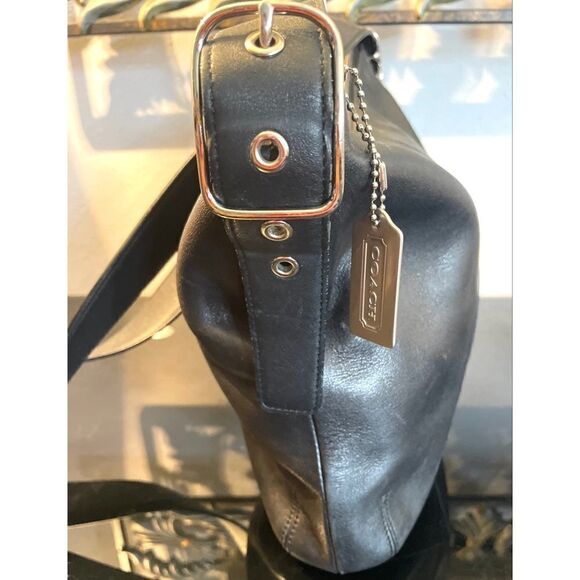 Vintage COACH 9326 Legacy Slim Black Leather Duffle Shoulder Bag Hangtag - Picture 8 of 12